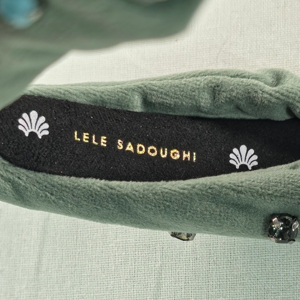 Lele Sadoughi Women Knotted Twinkle Headband OS Sage Crystal Embellished NWT - Picture 4 of 12